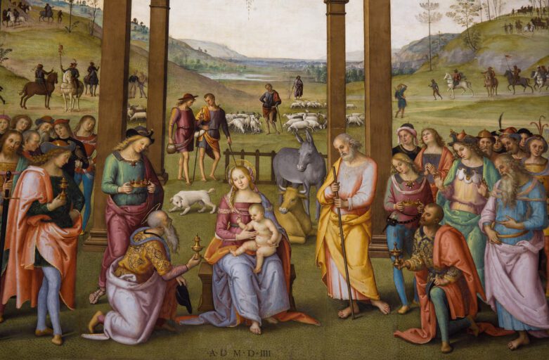 Affresco del Perugino nell'oratorio di Santa Maria dei Bianchi.